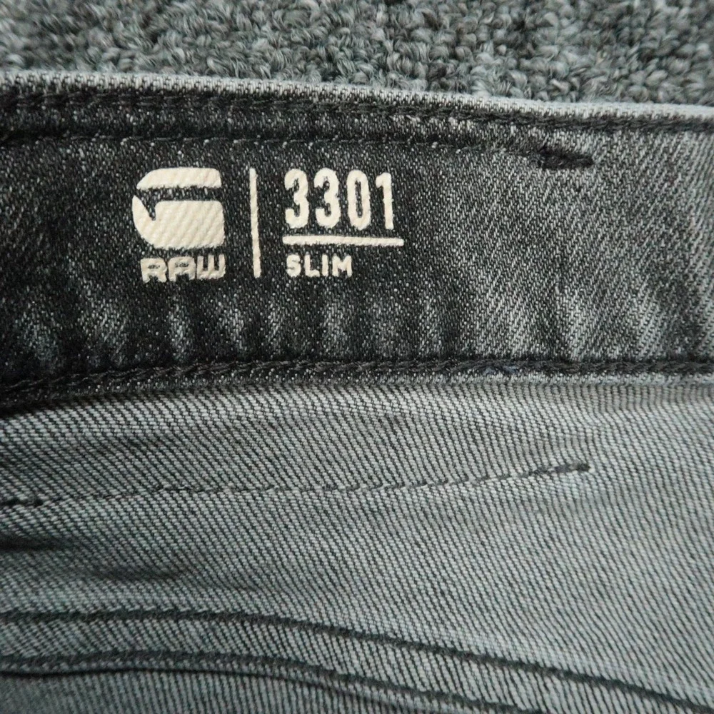 G Star Jeans Mens‎ 31x32 Gray 3301 Slim Stretch Denim Button Fly 5 Pocket